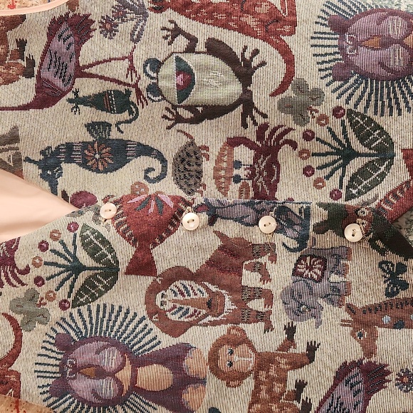 Whimsical Vintage Brocade Jungle Animal Vest - Picture 2 of 5